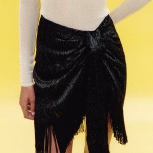 Zara Black Printed Wrap Skirt